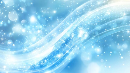 Poster - Abstract Blue Background with Sparkling Stars and Waves