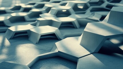 Poster - Abstract Hexagonal Structure Illuminated By Sunlight