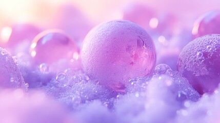 Aufkleber - Frozen Purple Spheres Nestled in Soft White Frost