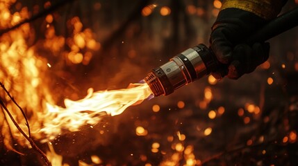 Poster - A torch used by a firefighter to create controlled burns in the forest.