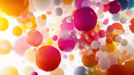 Poster - Colorful Spheres Floating In A White Background