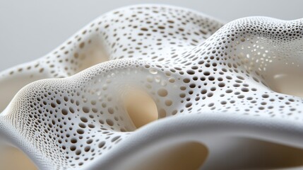 Poster - Abstract White Sculpted Form With Perforated Surface