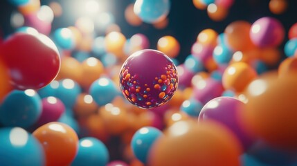 Poster - Colorful Spheres Floating in Abstract Space