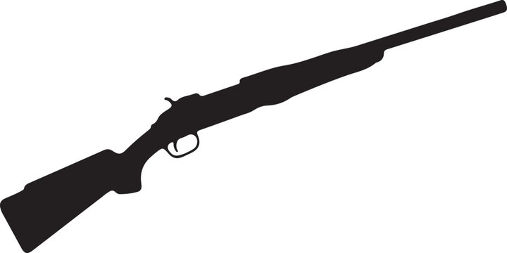 Hunting rifle icon in black style isolated on white background. Hunting symbol stock vector illustration.