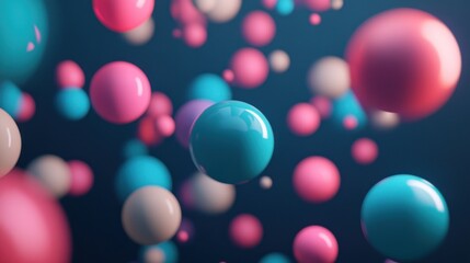 Poster - Abstract Colorful Spheres Floating In Space