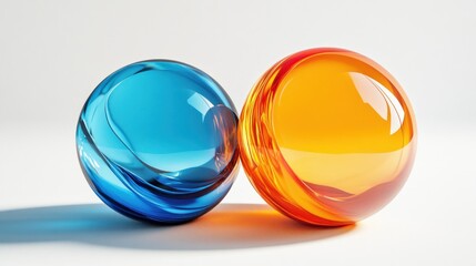 Poster - Two Spheres of Glass in Blue and Orange Hues