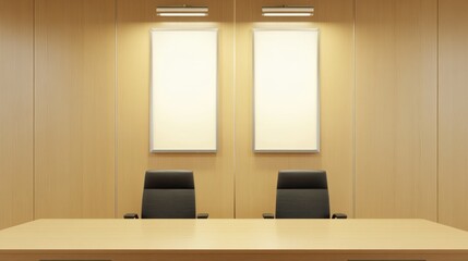 Poster - Modern Office Interior With Two Empty Frames And Chairs
