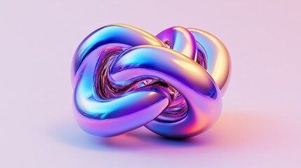 Poster - Abstract iridescent metallic knot sculpture design