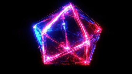Poster - Neon Crystal Geometric Light Structure Design