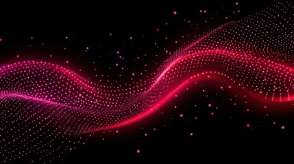 Aufkleber - Abstract Pink Wave Of Light Dots On Black Background