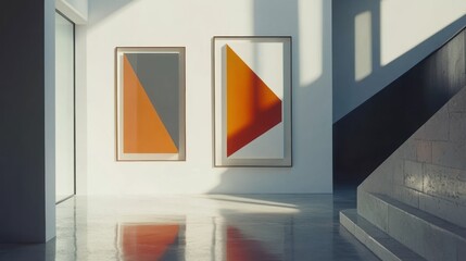 Poster - Abstract geometric art displayed in modern gallery setting
