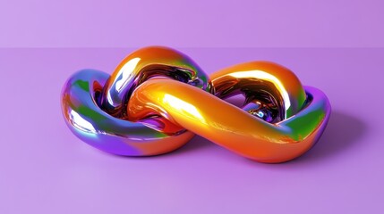 Poster - Abstract iridescent sculpture in a figure eight shape