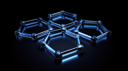 Poster - Blue Glass Hexagon Network Structure Design