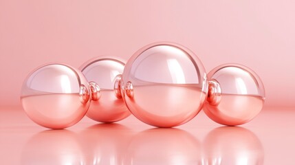 Poster - Rose Gold Spheres Arranged on Pink Surface