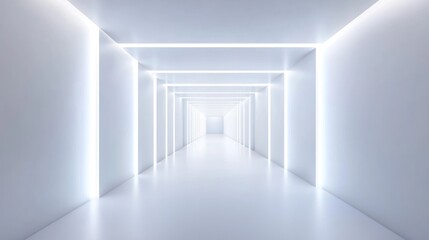 Aufkleber - Abstract White Corridor Illuminated By Bright Lights