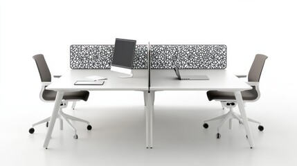 Poster - Modern Office Workspace With Dividers And Ergonomic Chairs