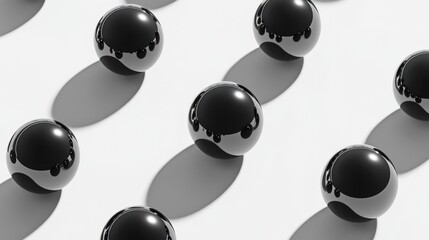 Poster - Shiny Black Spheres Arranged in a Pattern on White