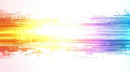 Poster - Abstract Rainbow Hues Glowing Rectangular Glitch Art