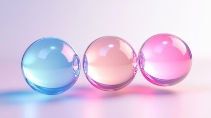 Aufkleber - Three Pastel Colored Glass Spheres Arranged in a Row