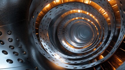 Poster - Illuminated Metal Spiral Staircase Infinite Descent