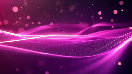 Wall Mural - Vivid pink abstract waves with sparkling particles.