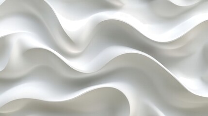 Aufkleber - Create a 3D seamless white wave pattern, where each wave flows effortlessly across the surface. The ambient light highlights the peaks,