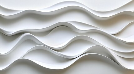 Fototapete - Create a 3D white wave pattern with a seamless flow, each wave gently rising and falling in a smooth, rhythmic motion.