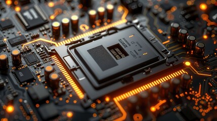 Poster - Close-up of a computer processor on a circuit board.