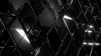 Fototapete - Create a dark, futuristic backdrop with triangular blocks that form a high-tech, interlocking structure.