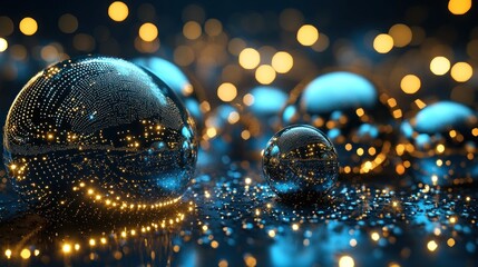 Aufkleber - Illuminated Spheres Reflecting Festive Lights