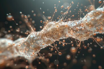 Poster - Abstract Macro of Brown and White Spheres and Web-Like Structure