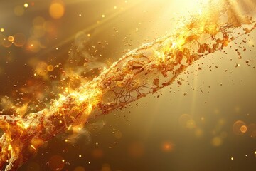 Poster - A Glowing Stream of Liquid Gold with Scattered Particles