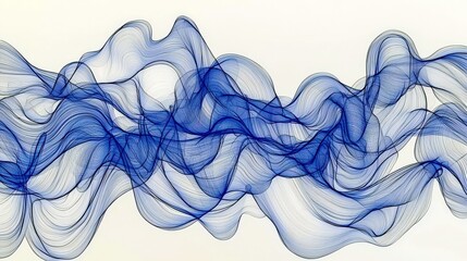 Poster - Elegant Blue Waves on White Background Creating Fluid Dynamics with Soft Curves and Abstract Movement for Art and Design Projects