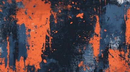 Aufkleber - Design a background filled with abstract layers of orange, deep blue, and black, textured with grunge brush strokes.