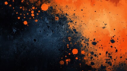 Aufkleber - Design a background filled with abstract layers of orange, deep blue, and black, textured with grunge brush strokes.