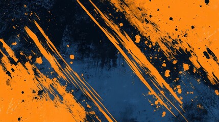 Aufkleber - Design a background filled with abstract layers of orange, deep blue, and black, textured with grunge brush strokes.