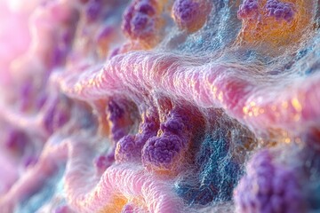 Poster - Close-up of a vibrant, textured, purple and blue abstract formation