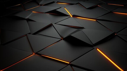 Aufkleber - Design a dark, immersive background with a futuristic aesthetic, featuring triangular blocks that form a complex structure.