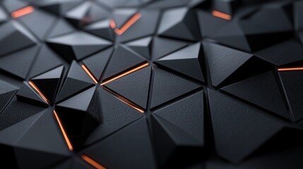 Aufkleber - Design a dark, immersive background with a futuristic aesthetic, featuring triangular blocks that form a complex structure.