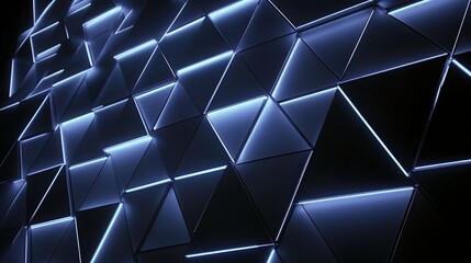 Aufkleber - Design a dark, immersive background with a futuristic aesthetic, featuring triangular blocks that form a complex structure.