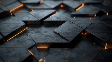 Aufkleber - Design a futuristic, high-tech background with a dark color palette, featuring triangular blocks that create a layered structure
