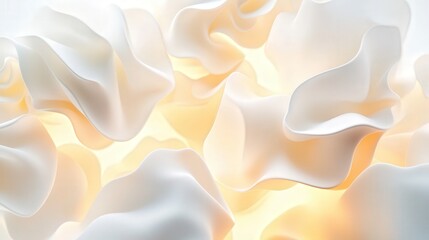 Leinwandbilder - Design an abstract, light-filled background in 3D, where floating shapes of various sizes and styles hover in a soft, ambient glow.