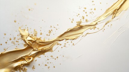 Poster - Artistic flourish of gold acrylic paint creative studio abstract artwork bright interior close-up view visual inspiration