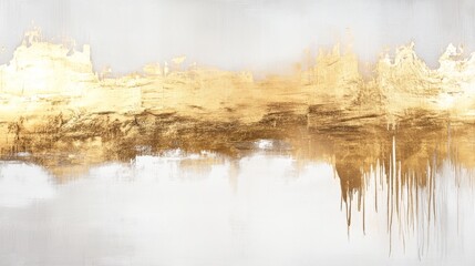Poster - Abstract gold and white artwork display art exhibition digital art contemporary setting artistic viewpoint luxury concept