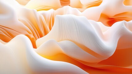 Leinwandbilder - Imagine a 3D background featuring flowing waves in shades of orange and white, each bending beautifully across the screen.