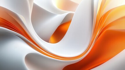 Leinwandbilder - Imagine a 3D background featuring flowing waves in shades of orange and white, each bending beautifully across the screen.