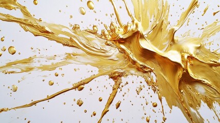 Poster - Dynamic golden liquid splash studio abstract art clean background close-up creativity and movement