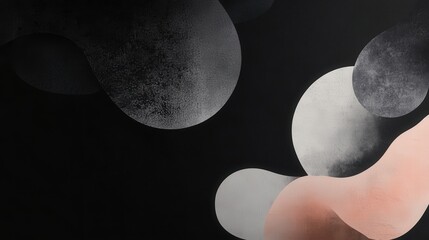 Poster - Imagine a black background with a minimal design of abstract shapes and soft textures.