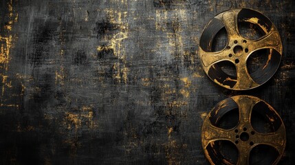 Wall Mural - imagine a dark, velvety black background with distressed gold scratches layered across it.