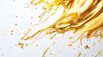 Poster - Dynamic splash of gold paint studio abstract art clean background close-up creativity in motion
